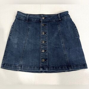 Idyllwind Dark Blue Denim Button-Front Mini Skirt